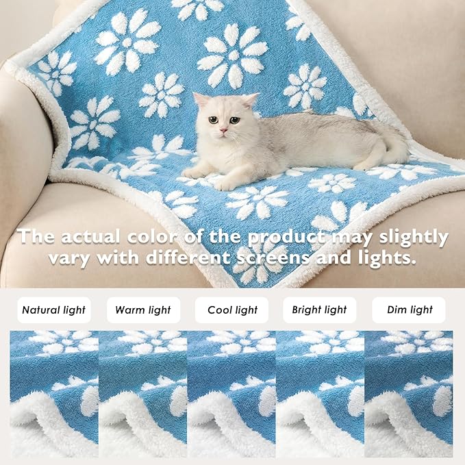 Yaning Waterproof Blanket for Dog Cat or Adult, Cute 3D Textured Flower Dog Blanket for Bed Couch Sofa, Soft Liquid Pee Proof Pet Furniture Protector, 50"x60", Blue
