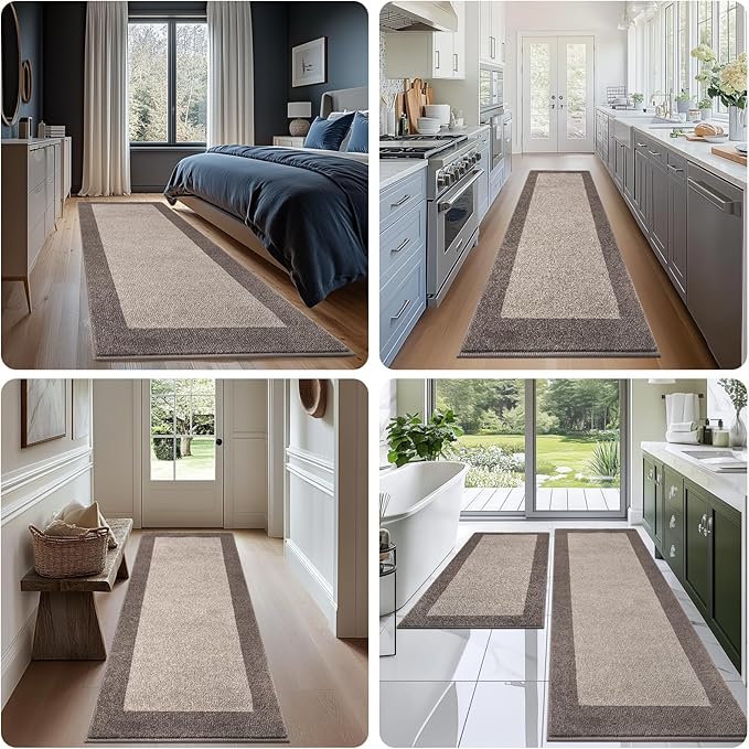 DOMUSTEX Machine Washable Kitchen Rug 24" x 36", Non Slip Kitchen Mat for Floor, Absorbent Entrance Throw Rug for Bedroom, Hallway, Bathroom, Door