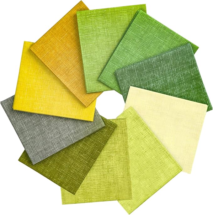 Craftido - 11 Options Solids with Tweed Tonals - Assorted Color Cotton Quilting Fabric Bundles 10pcs Fat Quarters 18"x21" - Medium Weight 5.2oz - for Quilting, Sewing and Crafts – Grasslands