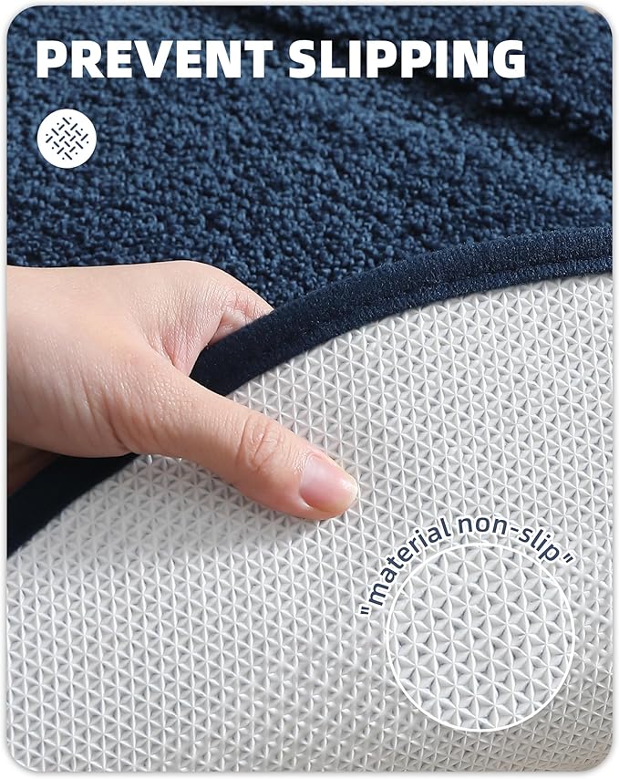 Color&Geometry Blue Bathroom Rugs, Non Slip, Absorbent, Soft, Washable, Thick Bath Mat, 24"x43" Small Bath Rug Bath Mats for Bathroom Floor, Shower, Sink, Vanity
