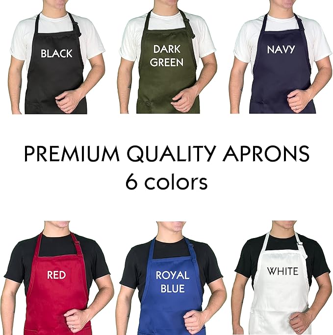 Custom Apron with Embroidered Name. Premium Quality Custom Aprons for Men and Women - Cooking, Baking, Grilling