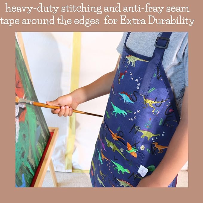 Kids Aprons for Girls and Boys, Toddler Apron with Pocket for Painting, Cooking, Baking, Gardening and Crafts