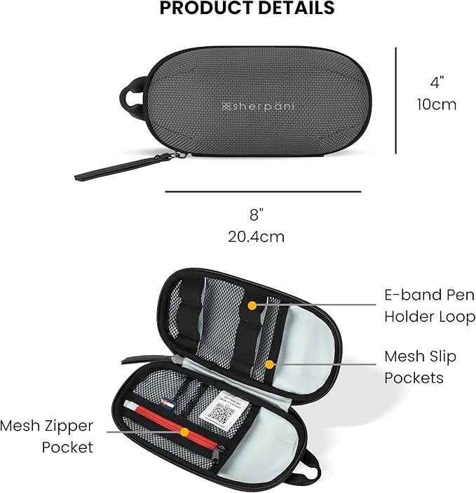 Sherpani Mini Co-Pilot, Travel Cable Bag, Cord Storage Organizer, Small Tech Pouch, Accessory Carrying Case, Travel Gift for Women (Granite Signature)