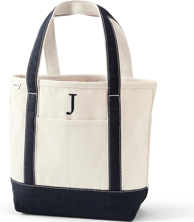 Lands' End Pre-Monogrammed Letter Canvas Tote Bag