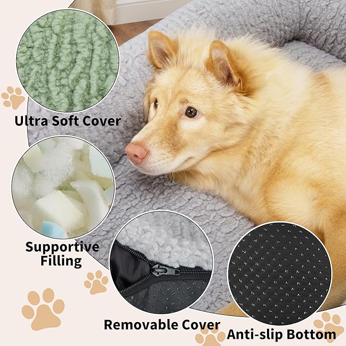 KHONSU PET Orthopedic Cat Sofa Bed - Large Plush Pet Couch for Indoor Cats, Washable Fluffy Dog & Kitty Lounge Chair with Removable Cover, Supportive Comfy Bed,30 Inch Pink