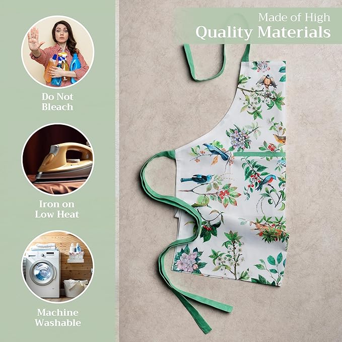 Maison d' Hermine 100% Cotton Apron for women with Pocket Kitchen Chef Apron for Men Cooking Gardening Server Waitress