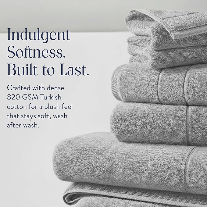 Brooklinen Super-Plush Turkish Cotton Hand Towels - Set of 2 - Cotton, 820 GSM, Highly Absorbent, Machine Washable, Perfect for Home & Bathroom (20" x 30", Smoke Grey)