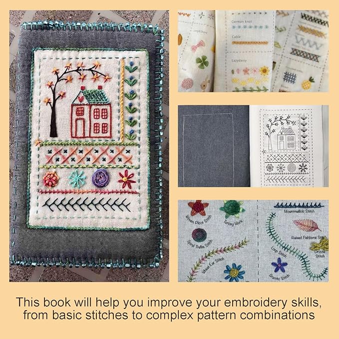 Embroom Embroidery Tool Kit, Portable Sewing Kit, Includes 108 Patterns and 86 Pieces, A Beginner's Embroidery Tool Set, DIY Hand Embroidery Starter Kit, Perfect for Craft Enthusiasts (2)
