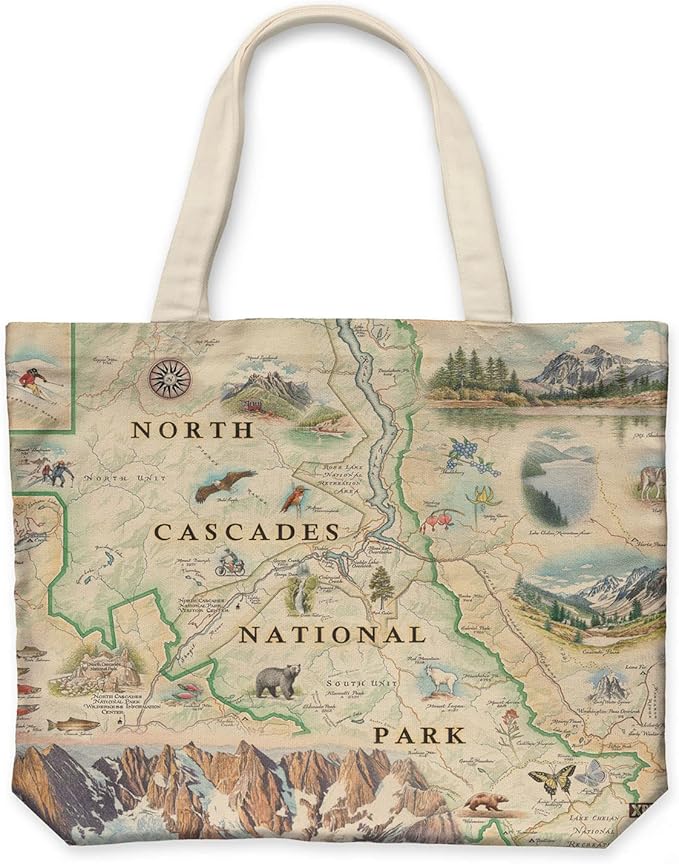 Xplorer Maps Canvas Tote Bag with Handles, Cloth Grocery Shopping Bag, Reusable & Eco-friendly Bag, 100% Cotton, Washable