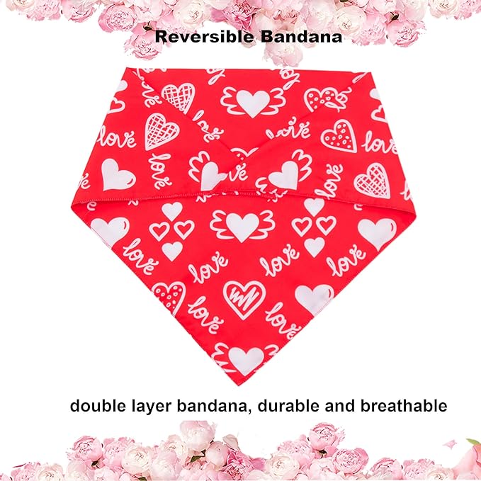 ADOGGYGO Valentine Dog Bandana, Multiple Sizes Offered, Triangle Dog Scarf Valentine Bandana for Small Dogs (Small)
