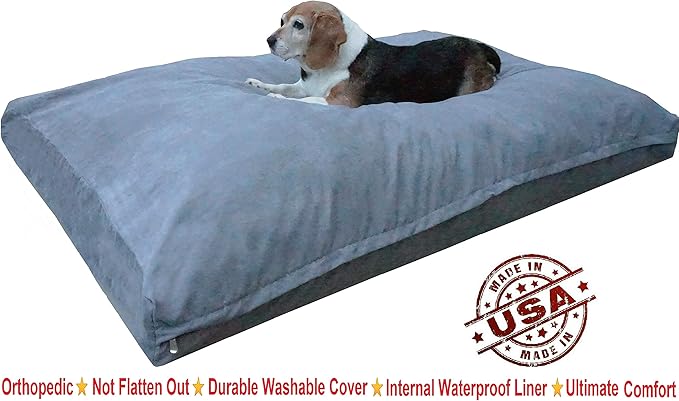 Dogbed4less Jumbo Orthopedic Extreme Comfort Memory Foam Dog Bed for Extra Large Dog, Waterproof Internal Case and Machine Washable External Cover, 55X47 Pet Pillow, Grey