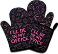 Funny Baking Oven Mitts and Pot Holders Set of 3, I'll Be in My Office, Heat Resistant Non-Slip Kitchen Mitts Hot Pads, Baking Gifts for Women, Christmas Birthday Gifts for Chef Bake Lover