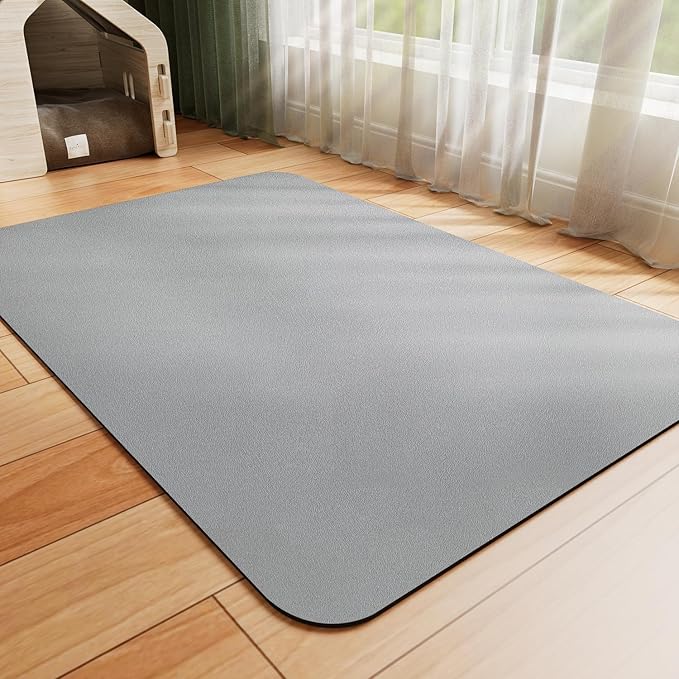 HotLive Dog Food Mat - Absorbent Cat Mat for Food and Water, No Stains Pet Feeding Bowl Mat, Easy to Clean Pet Placemats, Quick Dry Dog Water Dispenser Mat for Messy Drinkers | Grey 24"x 36"