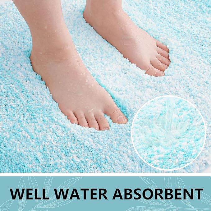 Arotive Microfiber Bathroom Rugs, Shaggy Soft and Absorbent Bath Rug, Non-Slip, Thick Plush Machine Washable Dry Bath Mats for Bathroom, Tub and Shower, 24x16, Sky Blue, Rectangular