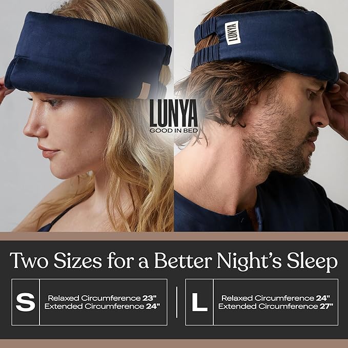 Lunya Weighted Silk Sleep Mask – Mulberry Silk Eye Cover with Cooling Glass Beads, Noise-Reducing Fit, Washable Fabric, and Travel Pouch – Sleeping Mask for Men and Women - Delicate Pink - Small