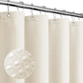 Gibelle Long Shower Curtain 72 x 78, Tall Waffle Weave Textured Fabric Shower Curtain for Bathroom, Water Repellent, Machine Washable, Ivory