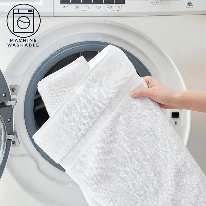 Casual Living White Cotton Bath Mats, Set of 2 Towel Mats for Bathroom Floor, Banded Absorbent Cotton Bath Rugs, Washable, Bathroom Accessories, 34-inch x 21-inch, White