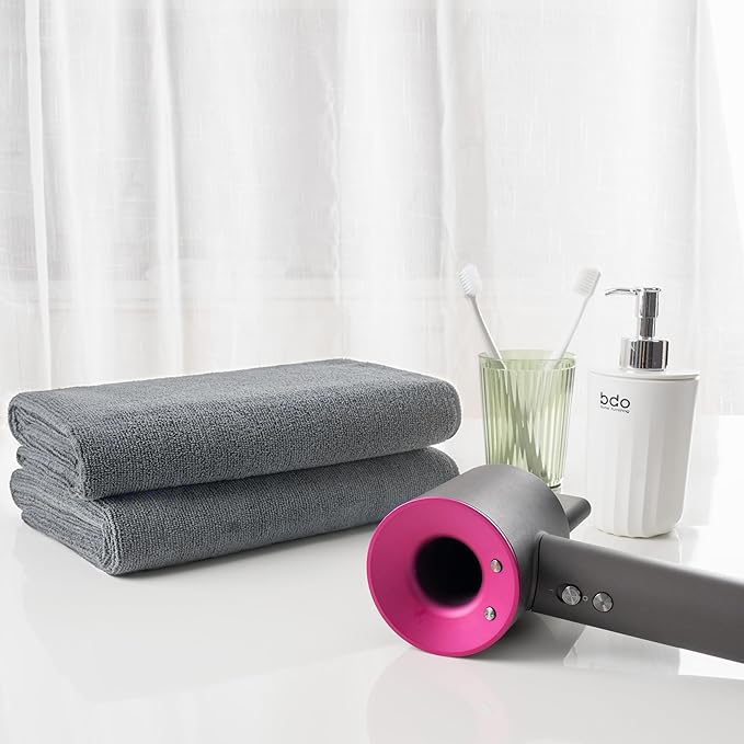 MICROFI New Microfiber Hair Drying Salon Towels, Quick Dry, Lint Free, 2 Pack (Gray)