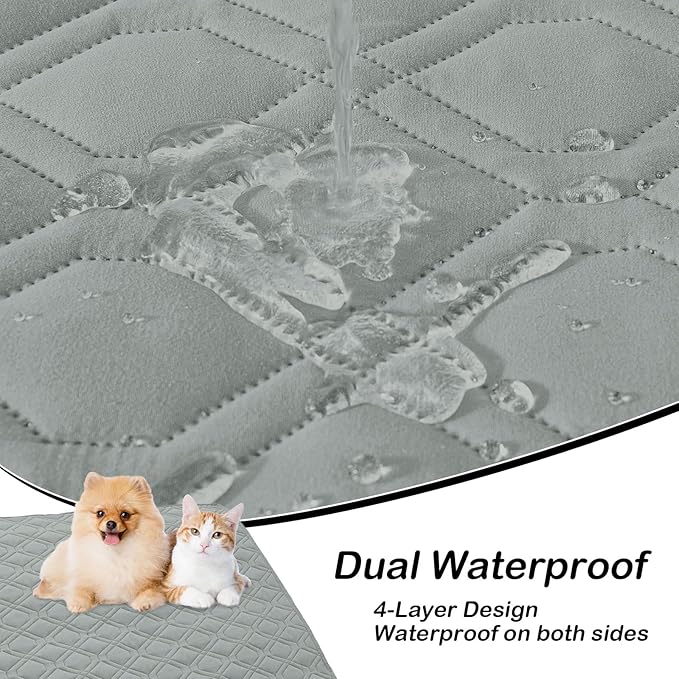 hyha Waterproof Dog Bed Blanket, Soft Pet Blankets, Waterproof Couch Cover for Dogs, Reversible Sofa Covers Washable for Furniture (82x120 Inch, Grey/Dark Grey)
