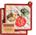 Maison d' Hermine Pot Holders Set 100% Cotton Heat Resistant Potholders 8" x 8" Hot Pads with Loop for Thanksgiving Christmas Decorations BBQ Cooking Baking Handling Hot Pans (Pack of 2, Potiron)