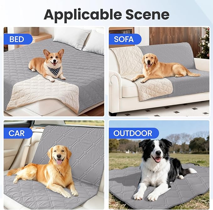 CYCMACO Waterproof Dog Blanket, Non-Slip Soft Pet Bed Cover, Couch Cover for Dogs Washable, Protects Sofa, Furniture, Crate, Car, Tear Resistant Leakproof Pet Blanket (40x50 Inch, Light Grey)