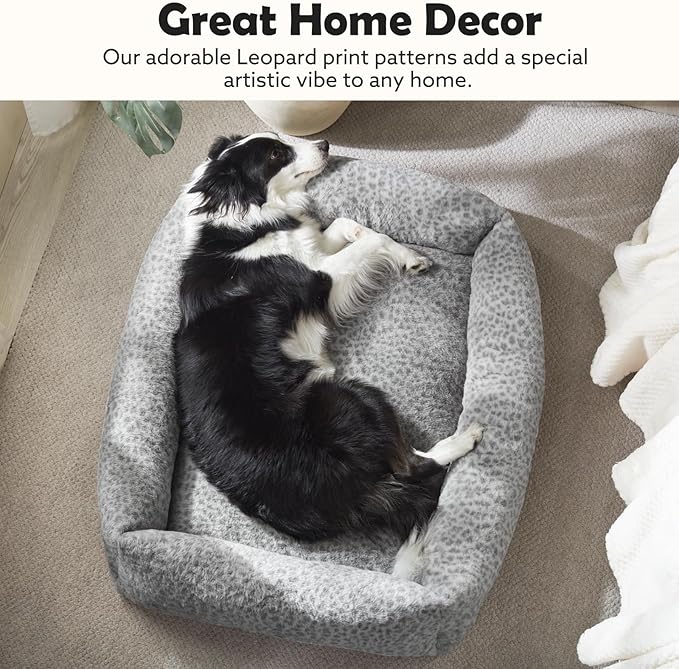 JOEJOY Dog Bed Medium Size Dog, Washable Orthopedic Premium Soft Corduroy Fleece Pet Bed with Removable Zipper Cover, Cute Calming Puppy Bed with Non Skid Bottom