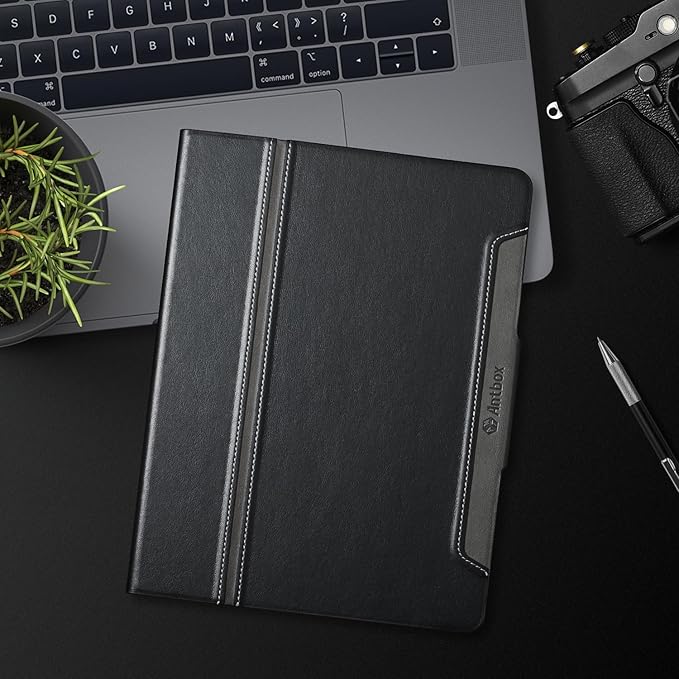 Antbox for iPad Pro 11 Inch Case M5 2025/M4 2024, Built-in Pencil Holder, Fully Supports Pencil Pro/USB-C, Auto Sleep/Wake Function Vegan Leather (Black)