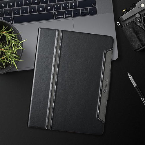 Antbox for iPad Pro 11 Inch Case M5 2025/M4 2024, Built-in Pencil Holder, Fully Supports Pencil Pro/USB-C, Auto Sleep/Wake Function Vegan Leather (Black)