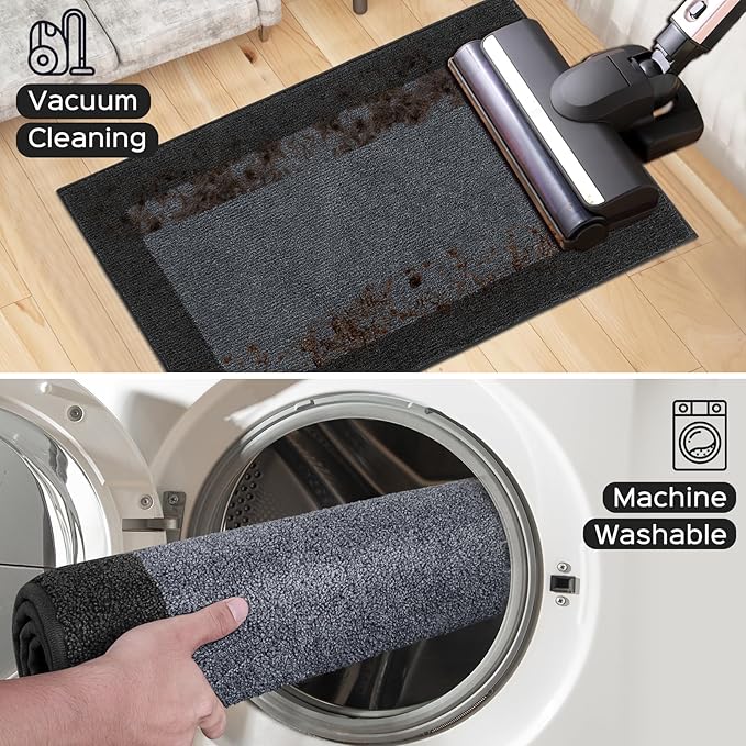 DOMUSTEX Machine Washable Kitchen Rug 24" x 70", Non Slip Kitchen Mat for Floor, Absorbent Entrance Runner Rug for Bedroom, Hallway, Bathroom, Door (Roll Packing)