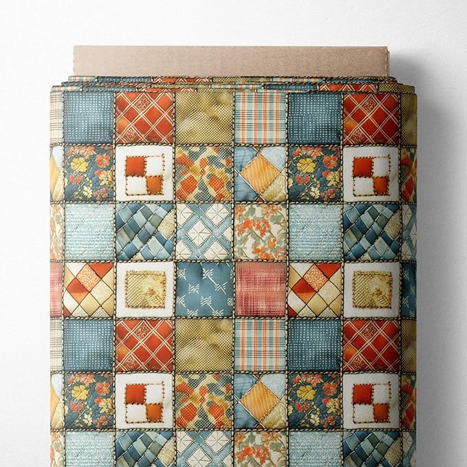 Vintage Floral Patchwork Cotton Fabric – Premium Turkish Printed Cotton 140 GSM, Pre-Cut 61 x 36.6 Inches, Quilting & Sewing Fabric for Crafts, Home Decor & DIY Projects