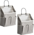 HZZTY BRNY 2pcs Wall Hanging Storage Bag, Small Door Closet Linen Fabric Pockets Organizer, Waterproof Multi Functional for Living Room Bedroom Bathroom Kitchen RV Camper with Hooks All Grey