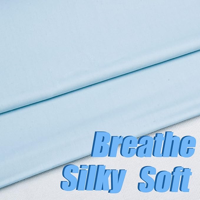 5 Yard Baby Blue Cotton Fabric, Natural Cotton Poplin Fabric by The Yard, 59 Inches Wide 100% Cotton Fabric, Soft Embroidery Muslin Quilting Material for Sewing Material Apparel Cloth
