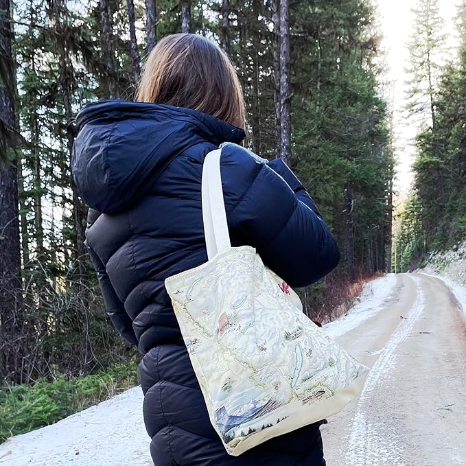Xplorer Maps Canvas Tote Bag with Handles, Cloth Grocery Shopping Bag, Reusable & Eco-friendly Bag, 100% Cotton, Washable
