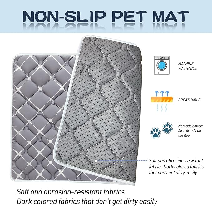 Bubble bear Dog Crate Mat - Ultra Soft, Washable & Anti-Slip Kennel Pad for Small/Medium/Large Dogs, Dark-Hued to Hide Stains (52"x28")