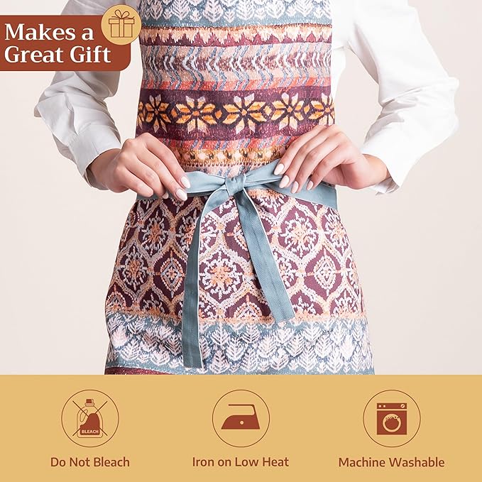 Maison d' Hermine 100% Cotton Apron for women with Pocket Kitchen Chef Apron for Men Cooking Gardening Server Waitress