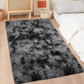 3x5 Dark Grey and Black Shaggy Rug for Bedroom Living Room Soft Fuffly Shag Carpet Plush Gray Area Rug Indoor Furry Kids Play Mat for Girls Boys Room Dorm Nursery Home, Tie Dye