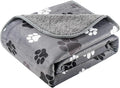 CAPT.SNOOZE Waterproof Dog Blankets Pet Blanket 50"x60", Soft Fluffy Sofa Car Bed Protector, Reversible Sherpa Fleece Dog Blanket for Large Dogs (Dark Grey-Paws)