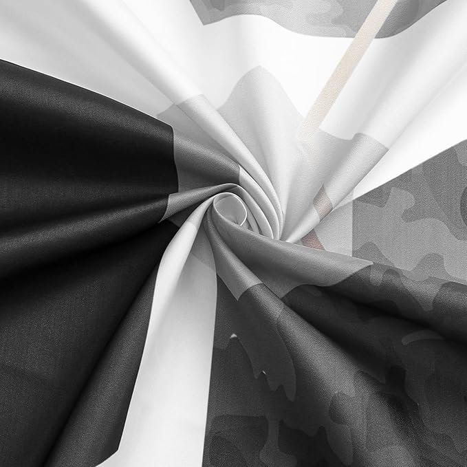 Litabel Black and Grey Modern Shower Curtain for Bathroom, Geometric Art Decor Waterproof Bath Curtain, Abstract Fabric Shower Curtain Sets for Home Decor, 72x72 Inch