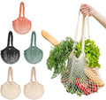 Lemonfilter Mesh Produce Bags, 5 Pack Large Reusable Mesh Grocery Bag Washable Cotton String Organizer Shopping Bags with Handle, Net Tote Bag for Vegetables Fruit Farmers Market Shopping (4 color)