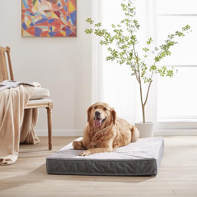 GOHOO PET Orthopedic Memory Foam Dog Bed, Cooling Dog Beds Waterproof Pet Bed for Crate with Removable Washable Cover, L(35inch,65Lbs)