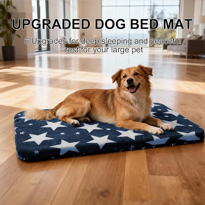 WITTOP Washable Dog Bed Plush Orthopedic Outdoor Crate Mat with Non-Slip Bottom,Luxe Soft Kennel Pad for Pets, Cozy Cage Cushion & Pet Sleeping Mattress Large Sized,Medium,Small Dogs,36 x 24 inch,Blue