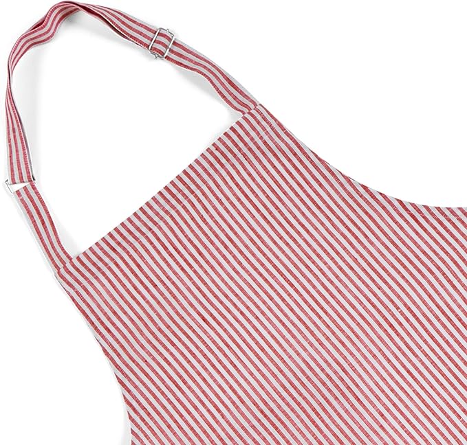 Solino Home 100% Pure Linen Apron for Women & Men - Full Midi Bib Apron Adjustable Neck Strap with Center Pockets for Kitchen