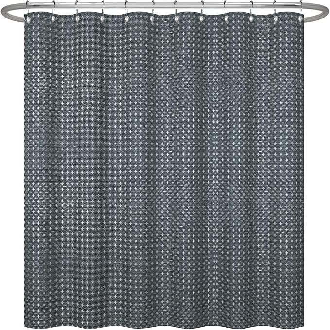 ggaimwf 60x72 Inch Solid Color Shower Curtain for Bathroom Waffle Bath Water Resistant Fabric Curtains Outer Space Gray Modern Thick Shower Stall Curtain with Metal Hooks