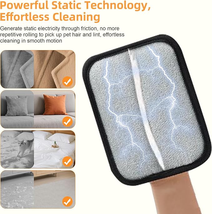 Liznkjious Pet Hair Removal Gloves, 4 Pack Reusable Washable Electrostatic Grooming Mitts for Cats & Dogs, Pet Fur & Lint Remover for Furniture, Carpet & Car Seat