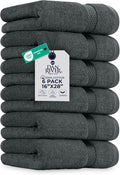 DAN RIVER 6-Pack Premium Hand Towels (16x28 Inches) - 100% Cotton, Ultra Soft, Lightweight, Highly Absorbent Towels for Bathroom, Spa, Gym, Salon, Hotel, and Travel – Gray