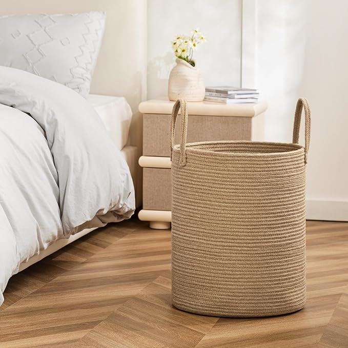 Laundry Basket, 72L Woven Laundry Hamper, Baby Nursery Hamper for Toys, Blanket Basket for Living Room, Clothes Hamper for Bedroom&Baby Room, Jute