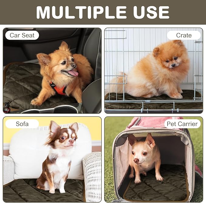 Clysee 2 Pack Self Heating Cat Mat Self Warming Pet Pads Washable Kennel Mat Dog Crate Pad Reflects Body Heat Non Skid Cat Thermal Pads for Puppy Indoor Outdoor(Brown,16 x 20 Inches)