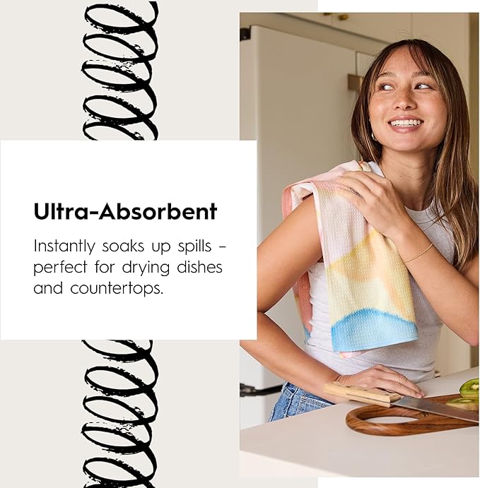 GEOMETRY Spring Kitchen Towels - Quick Dry Microfiber Cloth Spring & Summer Dish Towels for Kitchen Drying - Premium Quick Dry Towel - Soft Flora 18" x 30" (1 Pack)