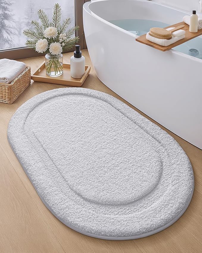 Color&Geometry White Bathroom Rugs, Non Slip, Absorbent, Soft, Washable, Thick Bath Mat, 24"x43" Small Bath Rug Bath Mats for Bathroom Floor, Shower, Sink, Vanity