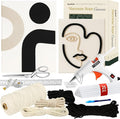 Macrame Kit for Beginners - DIY Rope Canvas Wall Art Kit with Ropes Supplies & Tools | DIY Macrame Art Wall Hanging Decor Starter Set, Craft Kits for Adults, Boho Aesthetic Home Decoration (Black)
